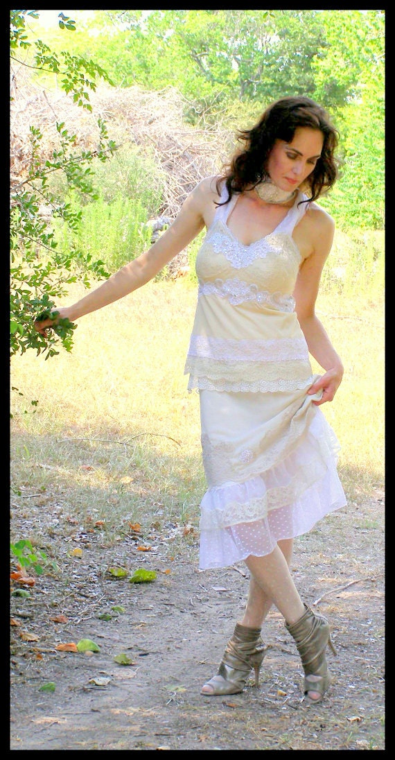 Nature's Love Song Beaded Lace Wedding Slipdress