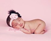 Baby Girl Headband..Headband for Toddler Girl..Large Flower Headband For Girls..Pink and Black Headband..Newborn Photo Prop
