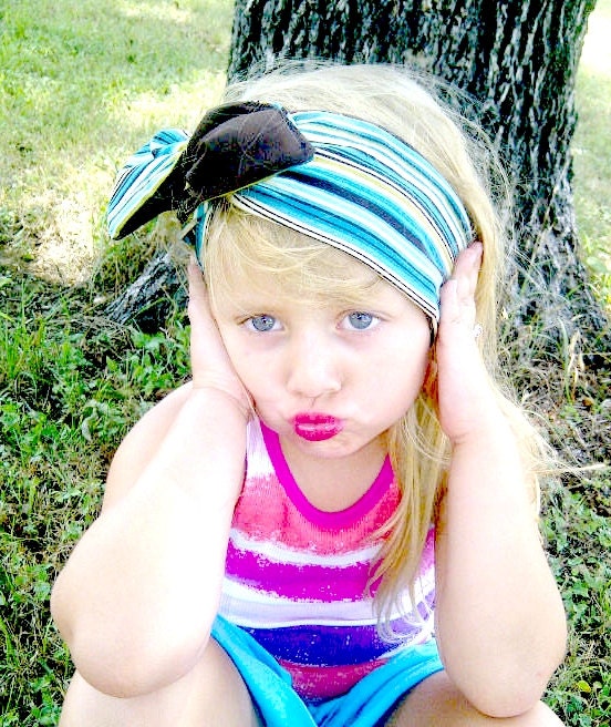 Chocolate and Stripes Reversible Retro Twisty Headband