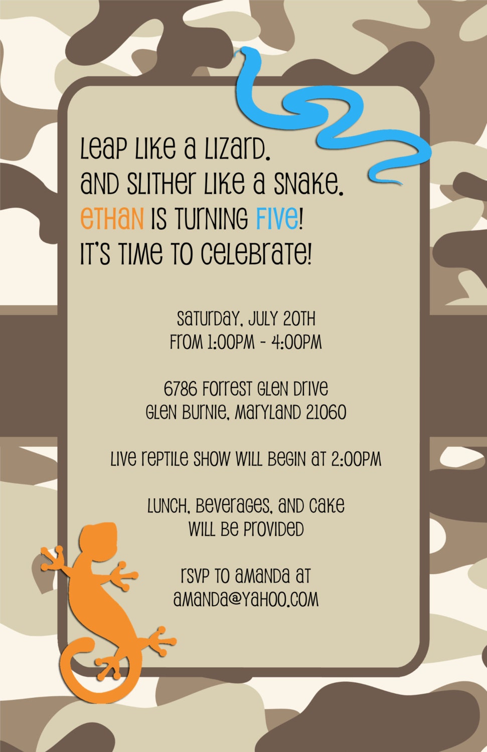Reptile Invitations