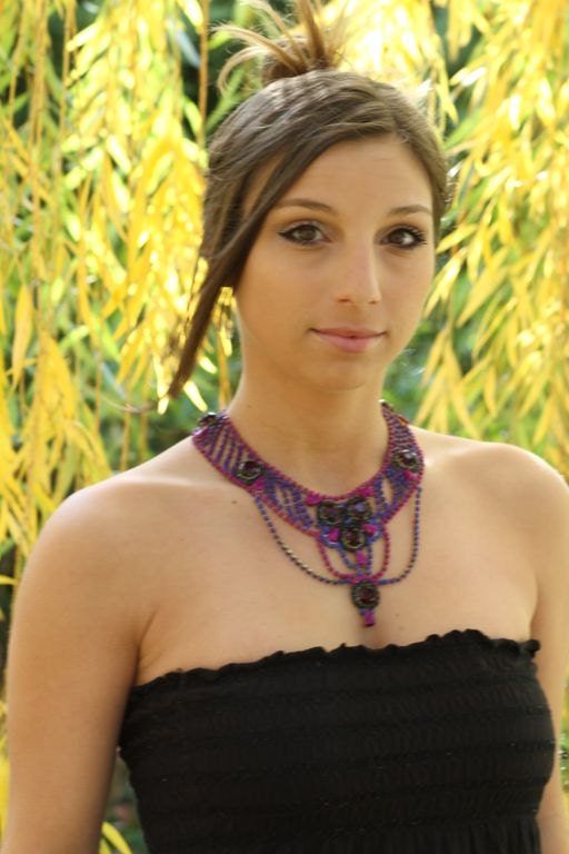 SALE Hand Painted Vintage Rhinestone Statement Necklace