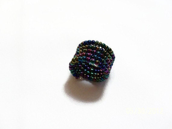 Ring, Memory Wire Beaded Ring, Jewelry Beaded Ring