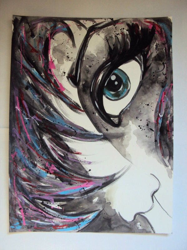 Abstract  "Stare Too" Watercolor & Acrylic Painting