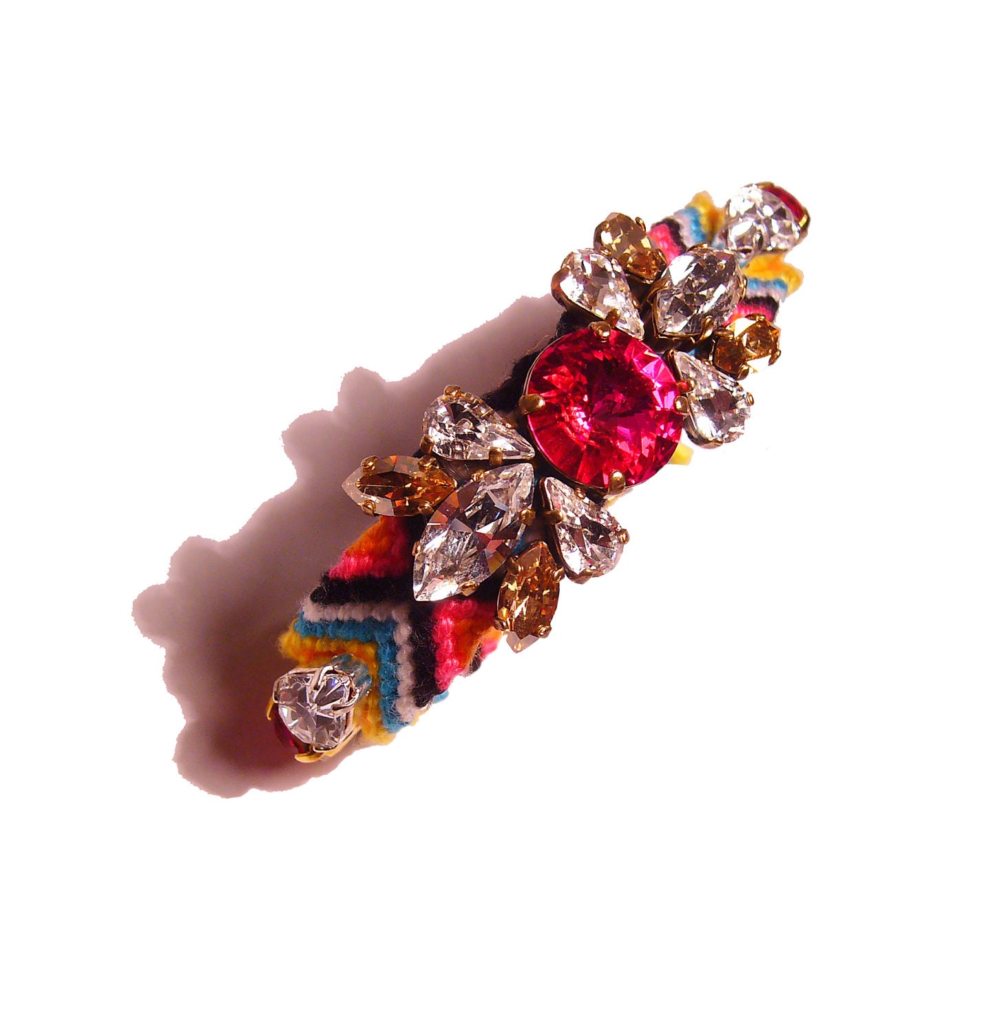The Original Embroidered Swarovski Statement Rhinestone Friendship Bracelet - Pink Passion (made to order)