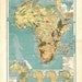 Physical Map Africa 1910s 100 Years Old Lithograph
