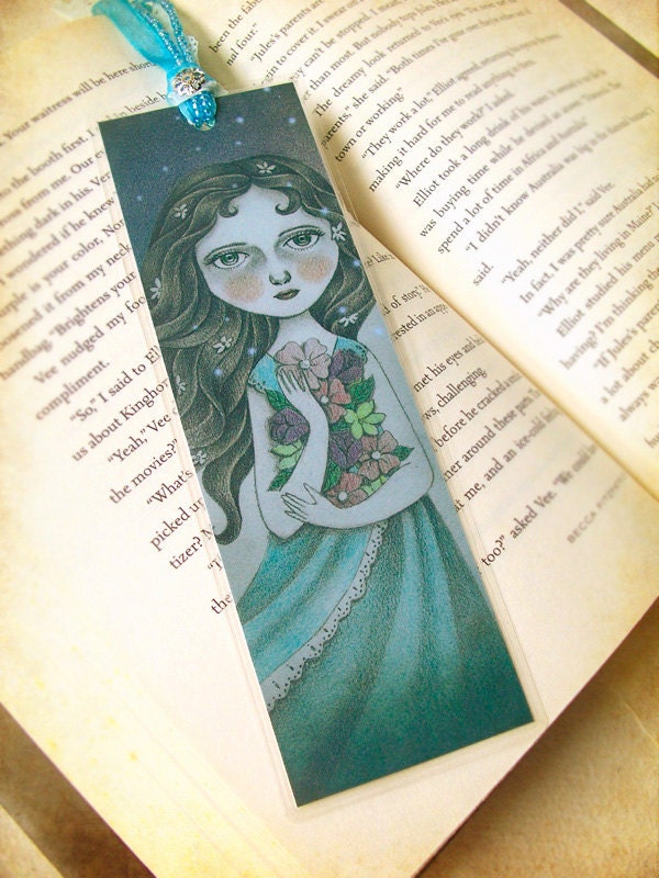 Laminated Bookmark of Original Fantasy Illustration with Embellishment