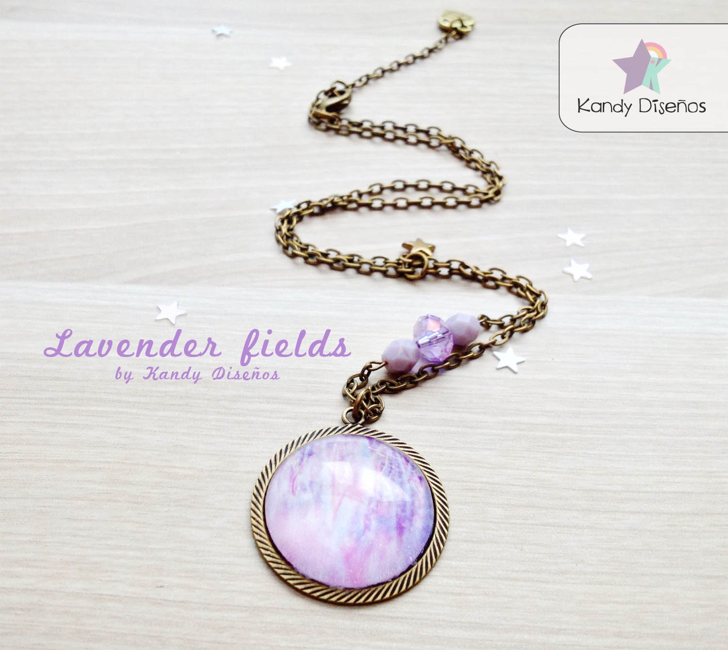 Lavender vintage necklace. Lavender flowers field Nature jewelry Photography necklace Whimsical