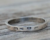 Love or Your Custom Words-  Hand Stamped Ring  - Made in Your Size