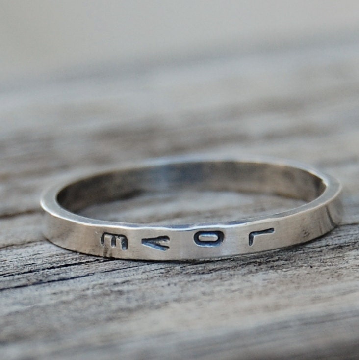 Love or Your Custom Words-  Hand Stamped Ring  - Made in Your Size