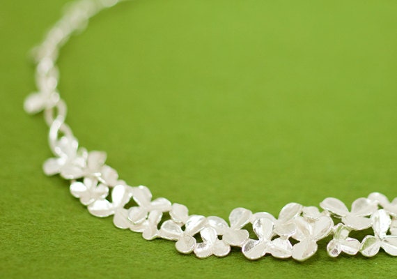 Four leaf clover silver necklace - Three and four leaf clover - Adjustable dress necklace - Japanese subtle design
