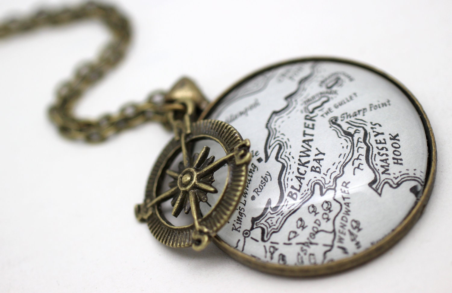 Game of Thrones 'King's Landing, Dragonstone and Blackwater Bay' Map Book Page Large Necklace