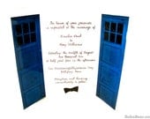 Doctor Who Inspired Wedding Invitations, Blue Police Box Invites for Geek Weddings, 1 Sample Card