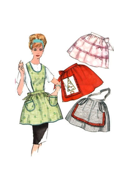 Simplicity 4213 Apron Vintage Paper Pattern 1950s 1960s christmas one yard hostess