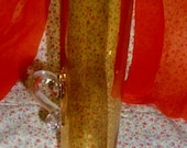 SAlE 60% Off Vintage Amber Art Glass Vase Tall w Clear Handle Now Only 2.80 USD