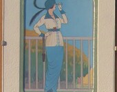 REDUCED from 45. ART NOUVEAU Fashion Satin Blouse Draped Silk Skirt 1913 Drawn by Armand Vallee Authentic Professionally Framed Double Matt