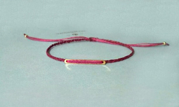 READY TO SHIP. minimal gold filled bar dainty friendship bracelet. fuchsia big ber.