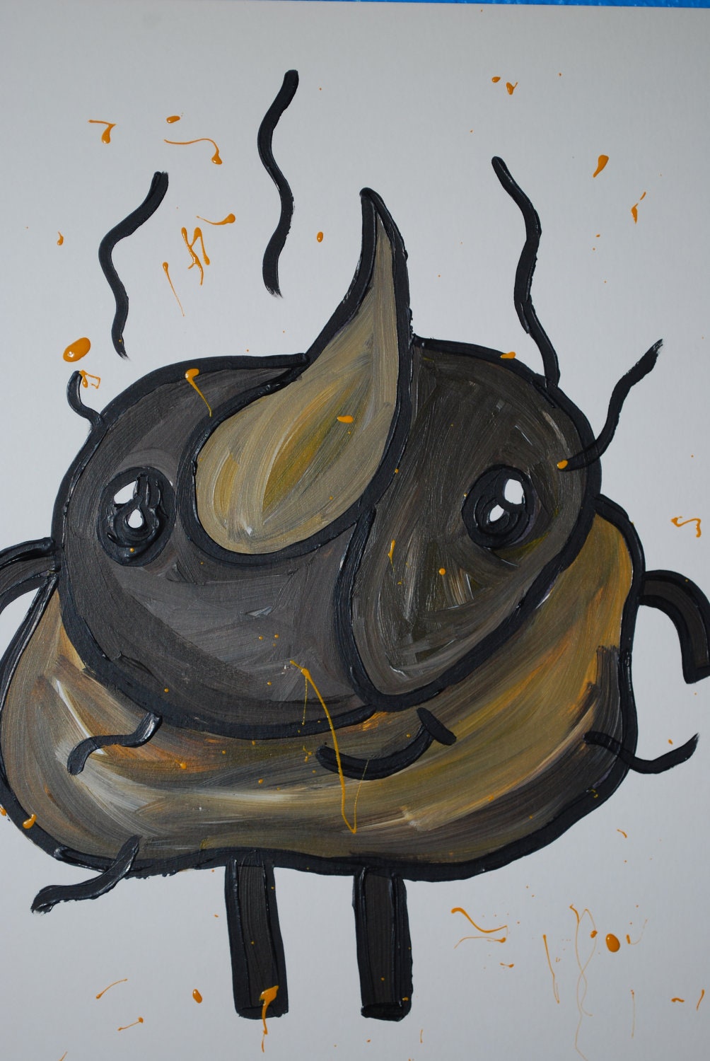 Poop Humor Art, Oops I sharted Painting, 9x12 poop person, Original Art Painting Cartoon Poop