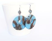 Felted Jewelry. Felt Earrings. Gift under 25. Blue and brown. Fashion.