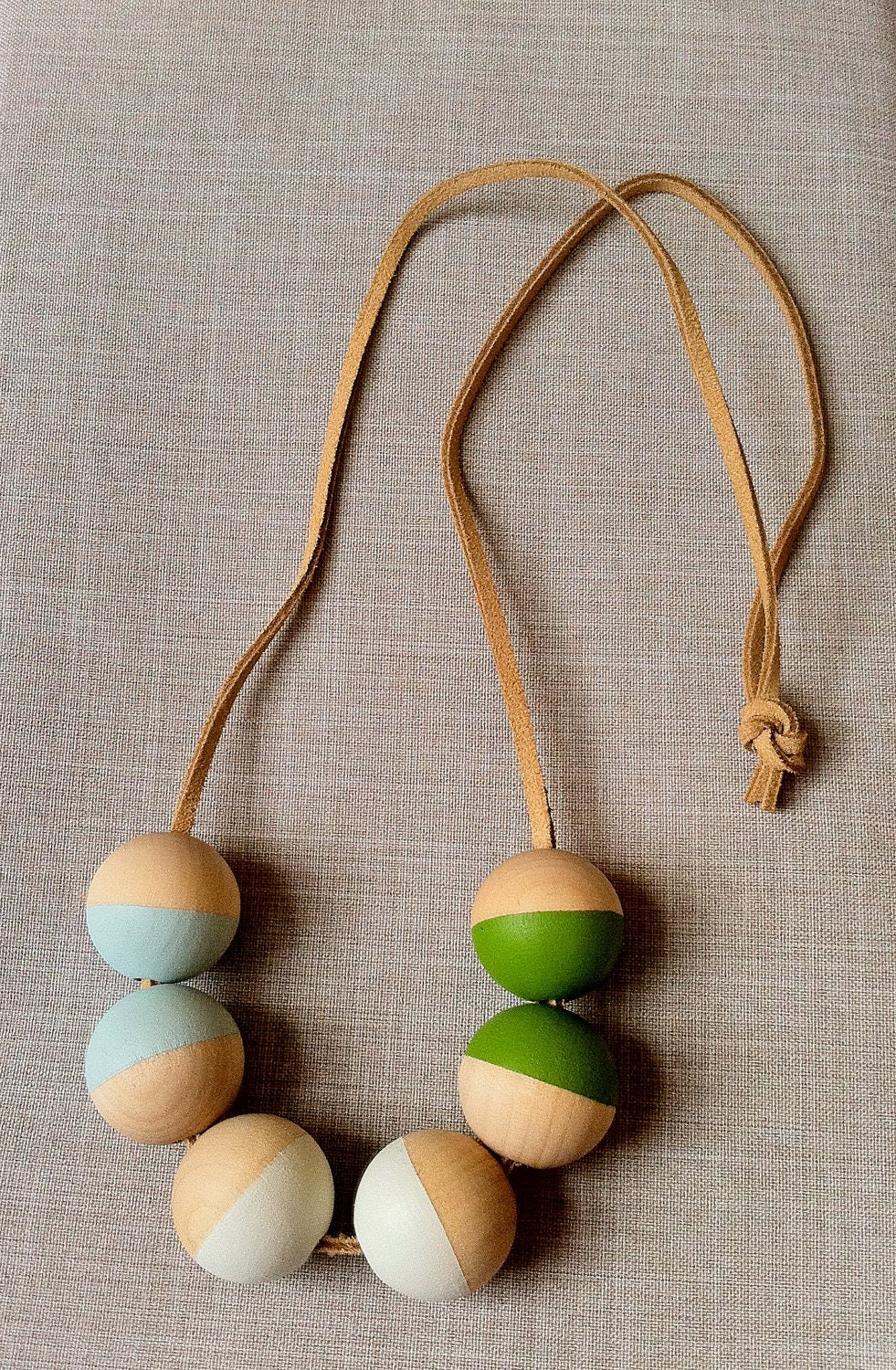 Modern Geometric Wood Bead Necklace