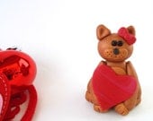 Kawaii Cat Figurine -- Polymer Clay Animal Valentine Decoration