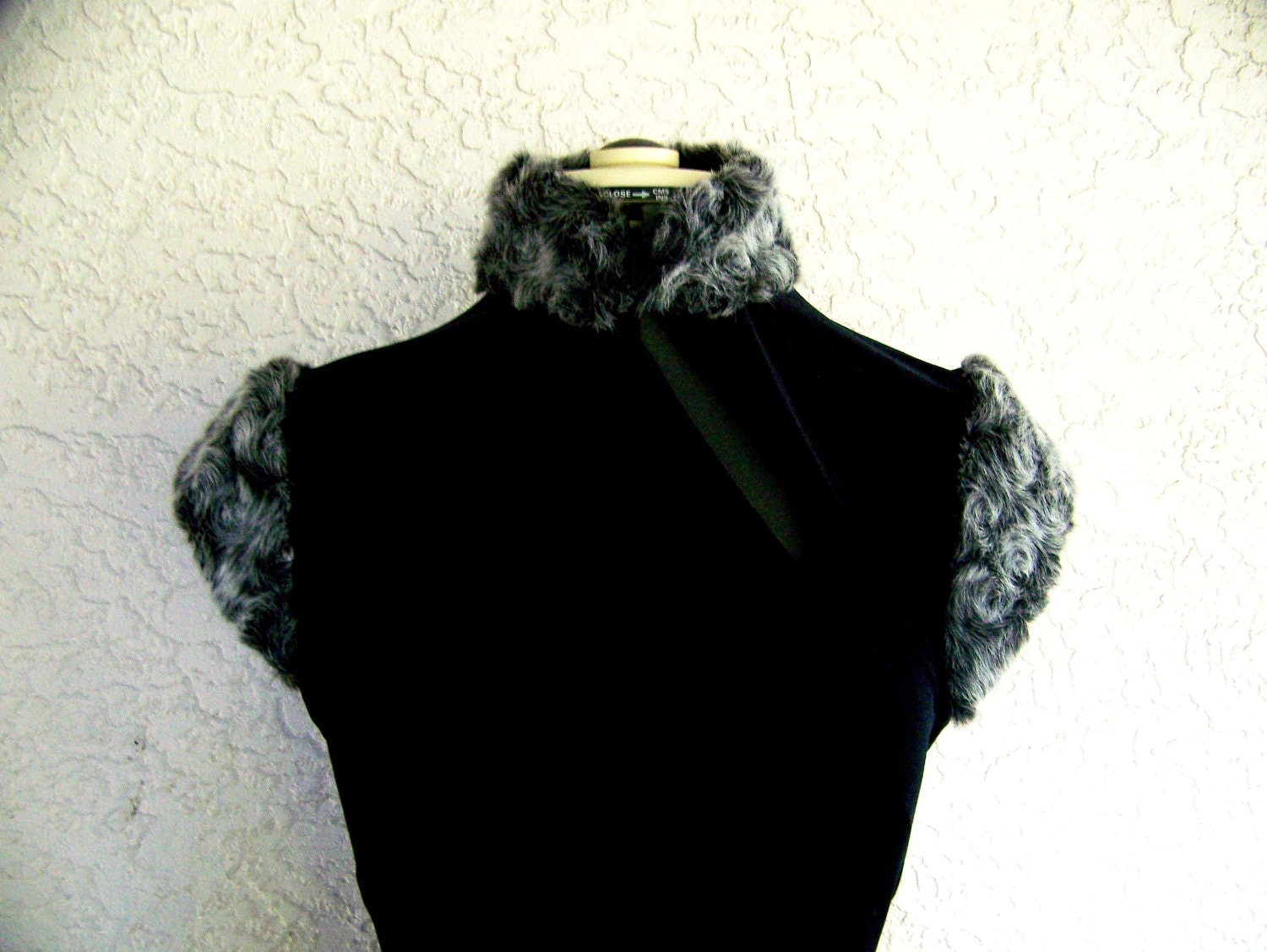 Faux Fur Trim Velvet Dress Vintage Christmas party holiday black grey gray imitation fancy elegant trimmed 4 small Old Hollywood on Etsy