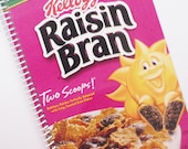 School Notebook KELLOGG'S RAISIN BRAN Cereal upcycled spiral lined paper notebook journal - Recyled Earth Friendly