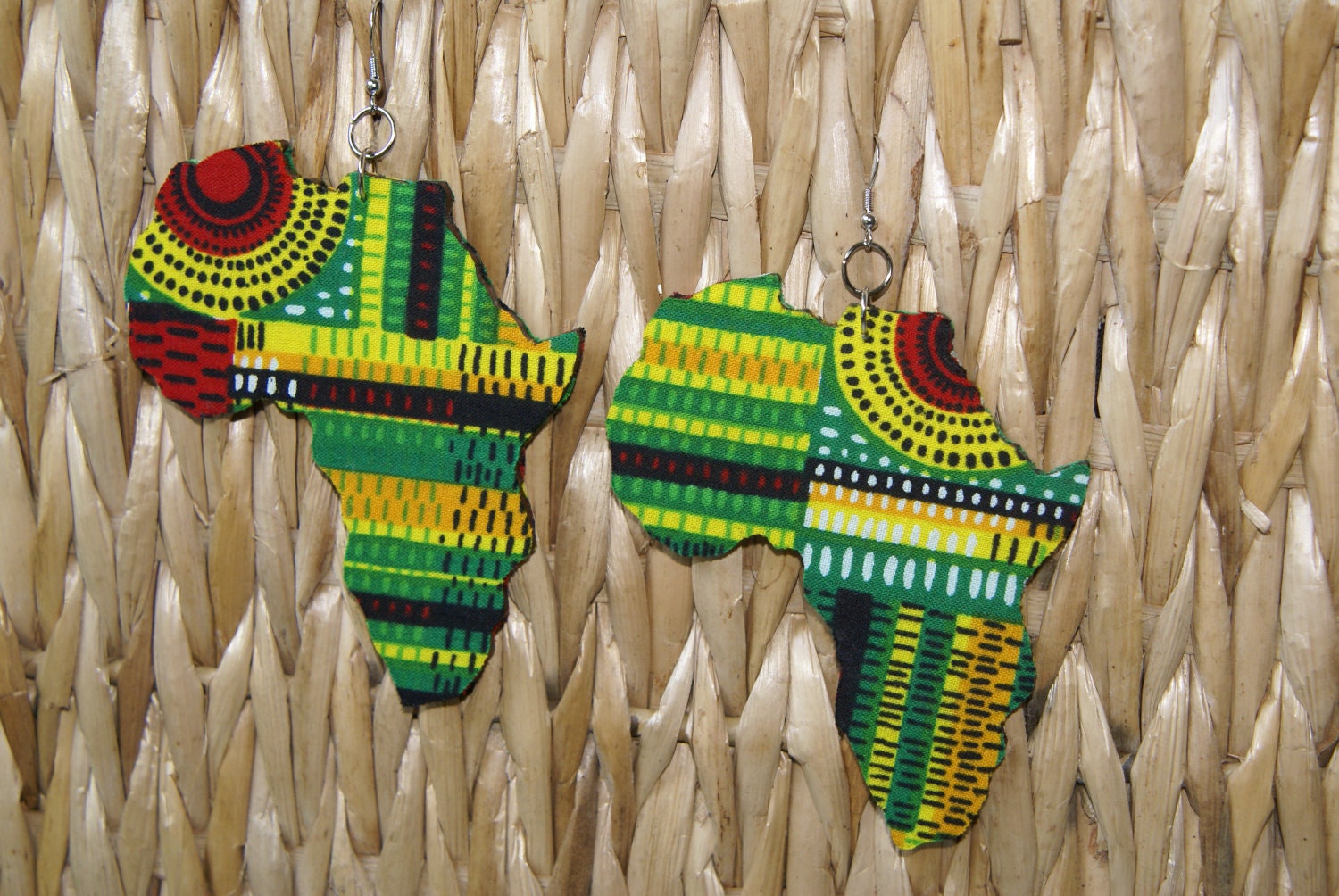 Large Fabric Covered Earrings-Africa