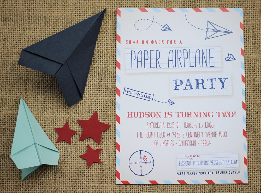 Paper Airplane Party - Birthday Invitation - PRINTABLE Il_570xn