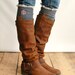 Lacey Fan OHIO STATE Boot Socks cable knit boot sock with lace and school logo - collegiate boot socks (Item no.12-9)