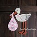 New Baby Girl Stork Door Hanger Door Decor - It's a girl, New Baby Wreath