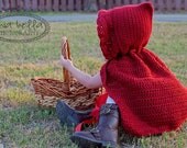 Baby girls little red riding hood costume cape Crochet hooded cape Halloween costume Photography prop
