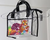 Sparkly Clear 90s Lisa Frank Rainbow Glitter with Leopard Bag