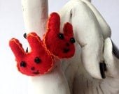 Felt Bunny Hairband ponytail - Hair Accessories - Kawaii - red orange