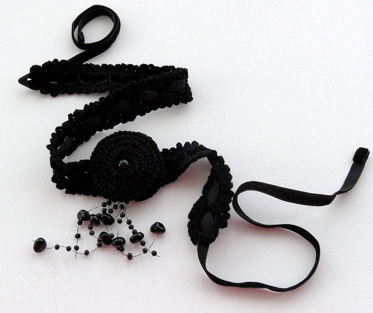 Crochet Black Necklace - Goth Choker