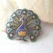 Vintage peacock brooch 925 sterling guilloche enamel on filigree