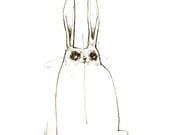 Creepy Bunny Rabbit Print A5 Sepia