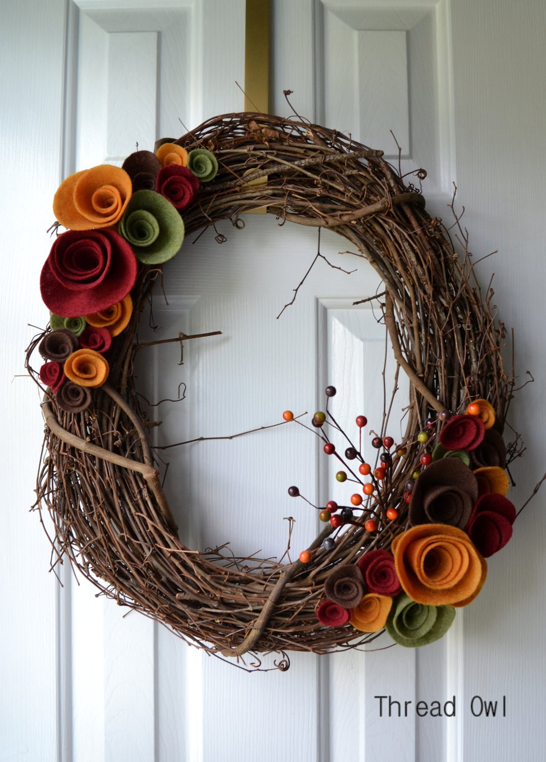 Festive Fall Felt Flower Wreath