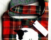 HAND BAG, Purse, 100% Wool, Red Tartan with a Leather Sheep
