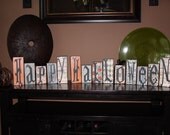 Happy Halloween Wooden Block Sign Fall Halloween Home Decor