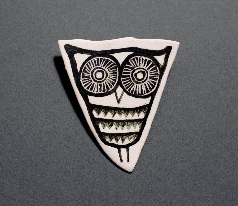 Porcelain Owl Brooch