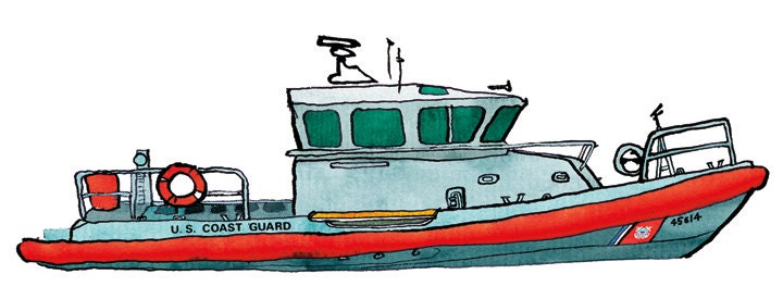 USCG- coast guard medium response boat: ship print / nautical illustration