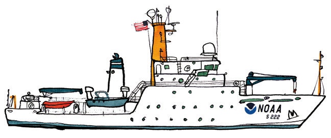 NOAA Research Vessel Thomas Jefferson: ship print / nautical illustration