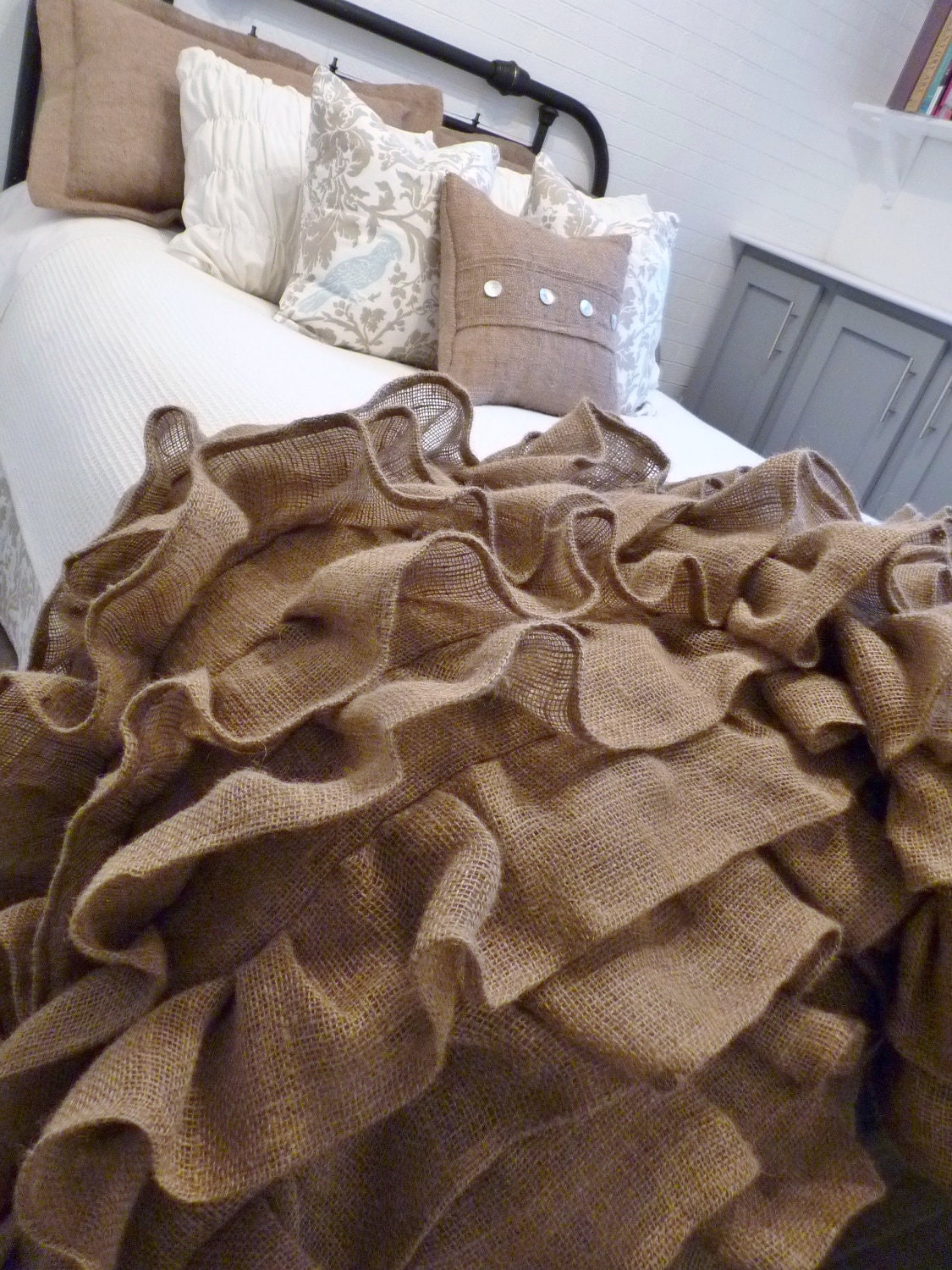 Burlap Ruffled Throw