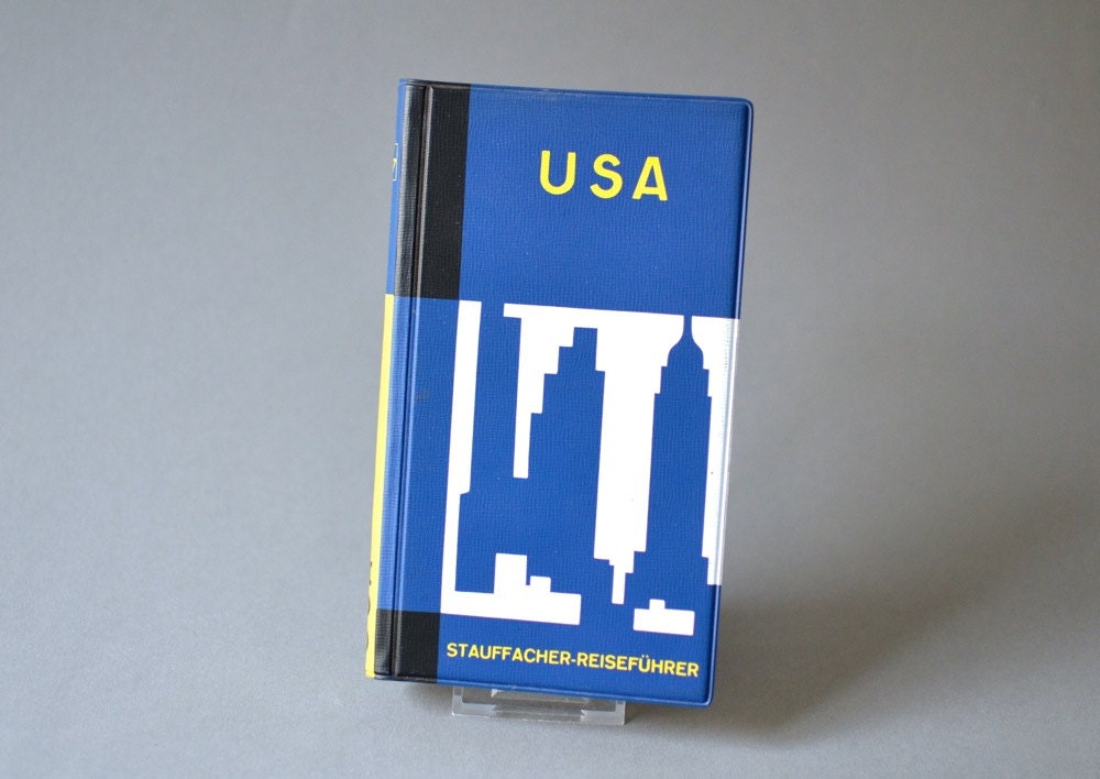 Vintage Swiss guide book USA German modern modernist graphic design Switzerland typography geography wall decor decoration mod