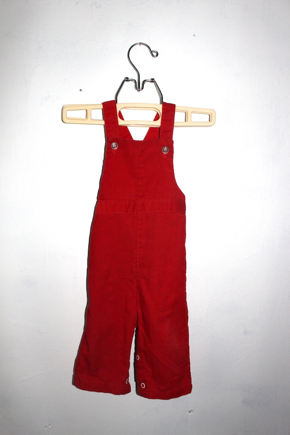 Vintage Baby Boys Healthtex Red Corduroy Overalls (9 Months)