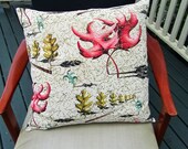 Dali dancing leaves vintage barkcloth cushion cover