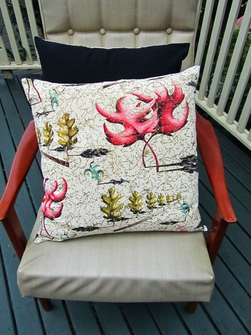 Dali dancing leaves vintage barkcloth cushion cover