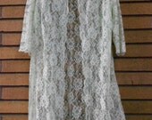 Vintage 1960s Light Green Lace Bedjacket Peignoir Size Medium