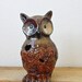 Owl Vintage Ceramic Figurine with Oak Leaves and Grapes