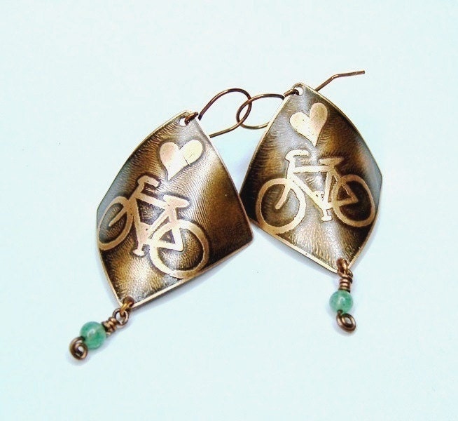Love Biking Green Earrings